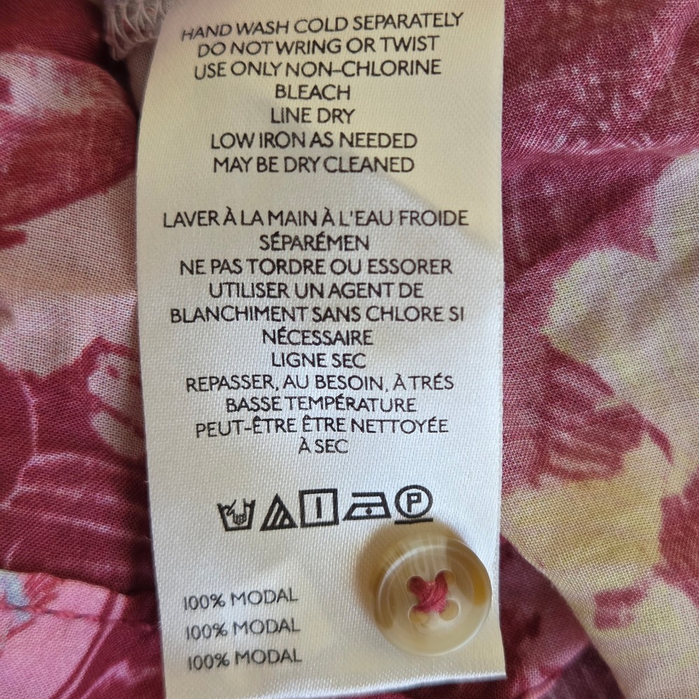 Pilcro Women XS Floral Button Down Shirt Burgundy Pink Long Sleeve Modal Top - Picture 6 of 6